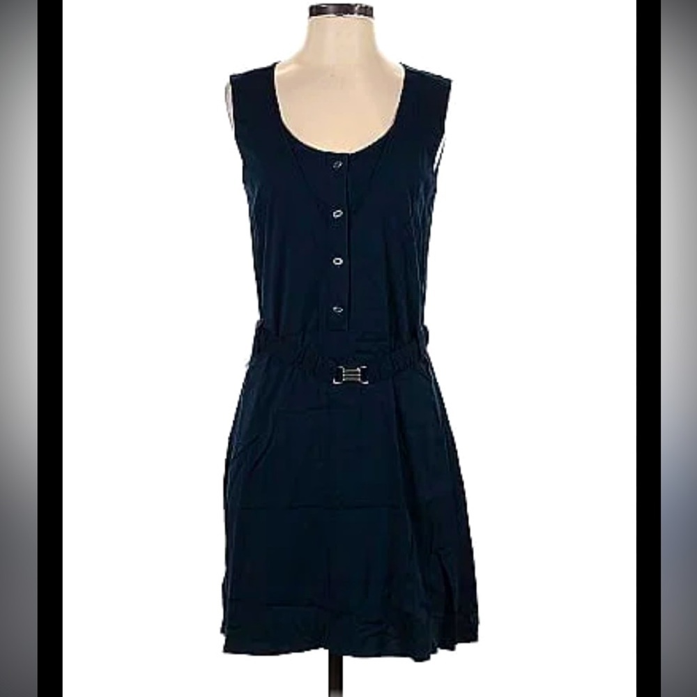 Skunkfunk dress - navy blue sleeveless button front w/pockets